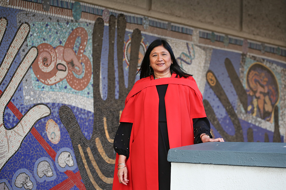 Women and childrenâs rights and health activist and researcher, Professor Shanaaz Mathews, photographed at her Inaugural lecture on 4 August 2022. Photo: Jeânine May