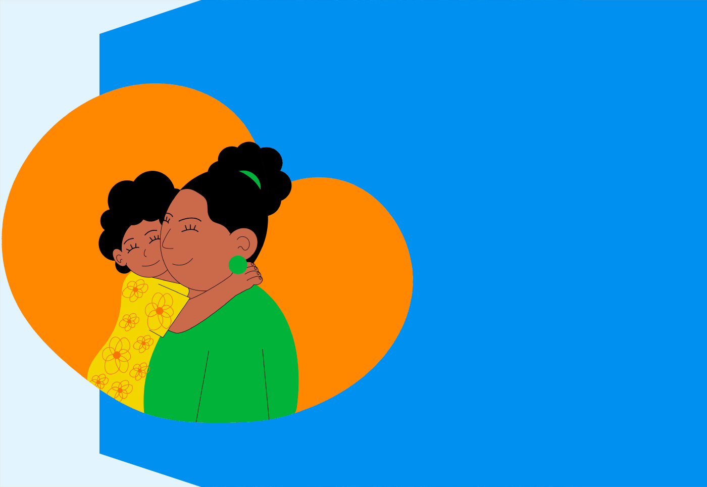 Illustration child hugging adult