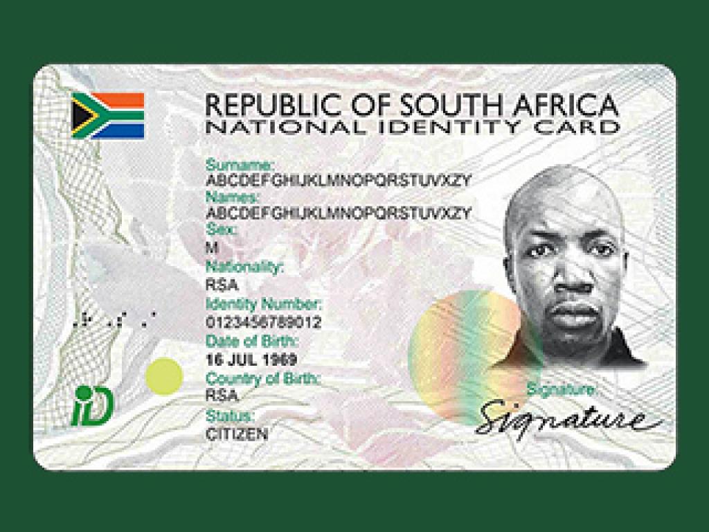 Front of South African ID card